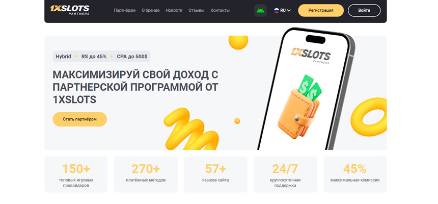 Обзор партнерской программы 1xslots partners
