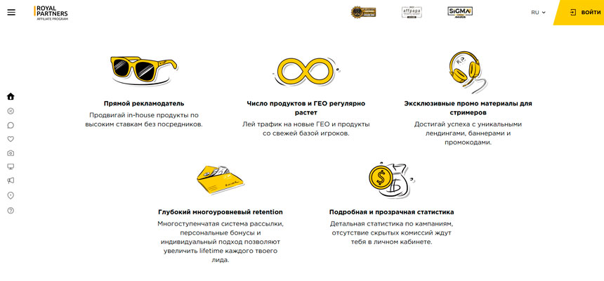 Royal Partners — обзор мультибрендовой партнёрской программы казино