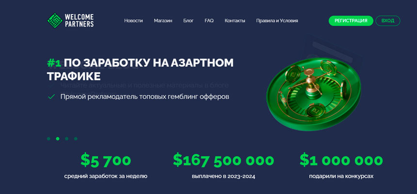 WelcomePartners — обзор мультиоферной партнёрской программы казино